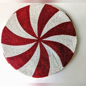 Handmade beaded peppermint table placements